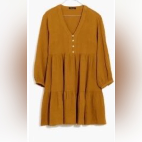 Madewell Mustard Textured Dress - Picture 3 of 6